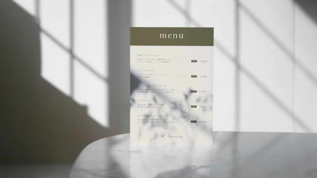 サロン様のメニュー表デザイン